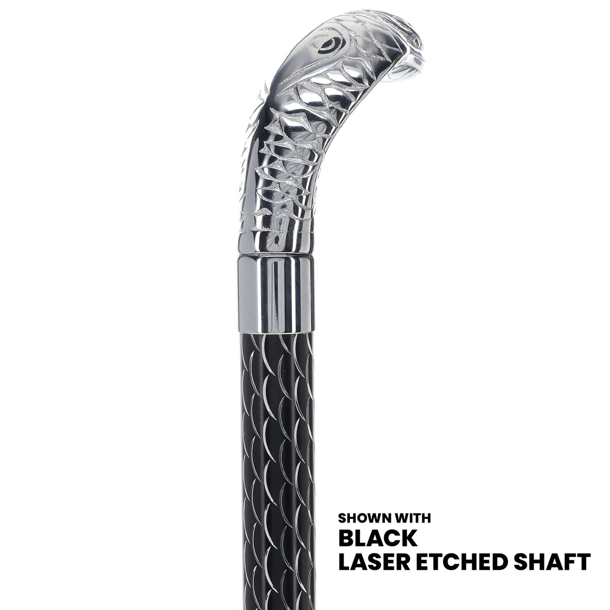Snake Premium Chrome Brass Cane: Laser-Etched Custom Shaft Black Etched Adjustable Shaft +$4.50 Snake Walking Canes - Tophatter Daily Deals