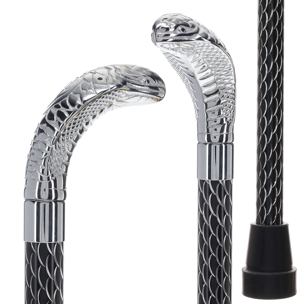 Snake Premium Chrome Brass Cane: Laser-Etched Custom Shaft Snake Walking Canes - Tophatter Daily Deals