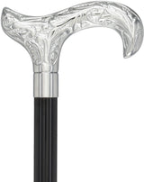 Derby Premium Chrome Brass Cane: Laser-Etched Custom Shaft Plated Handle Walking Canes - Tophatter Daily Deals