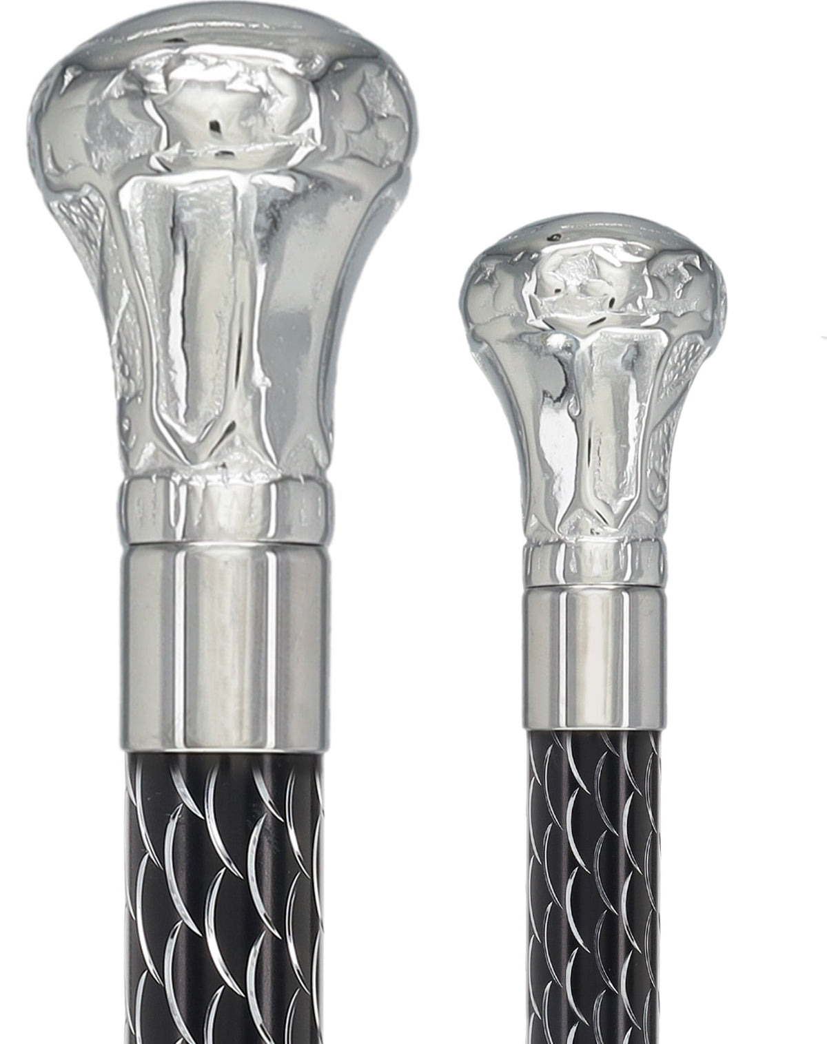 Knob Premium Chrome Brass Cane: Laser-Etched Custom Shaft Black Etched Adjustable Shaft +$4.50 Plated Handle Walking Canes - Tophatter Daily Deals