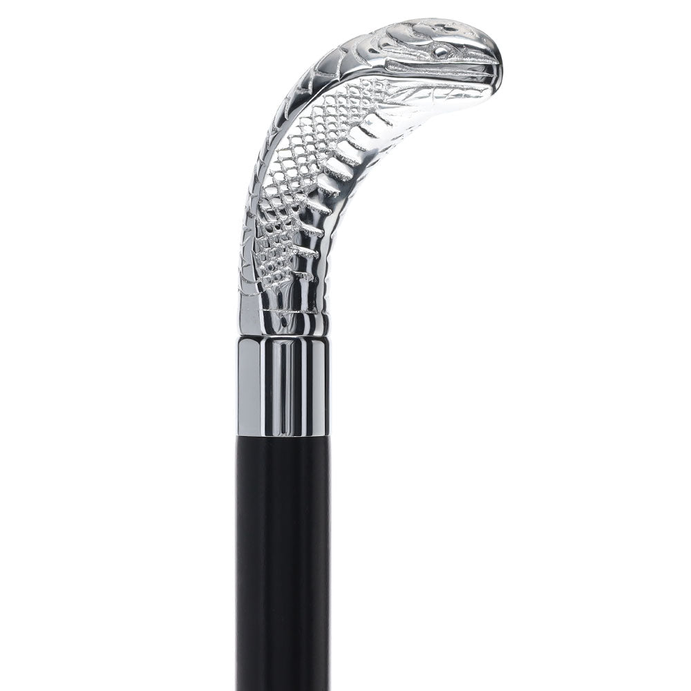 Snake Premium Chrome Brass Flask Cane: Wood Shaft Hidden Flask Flask Canes - Tophatter Daily Deals