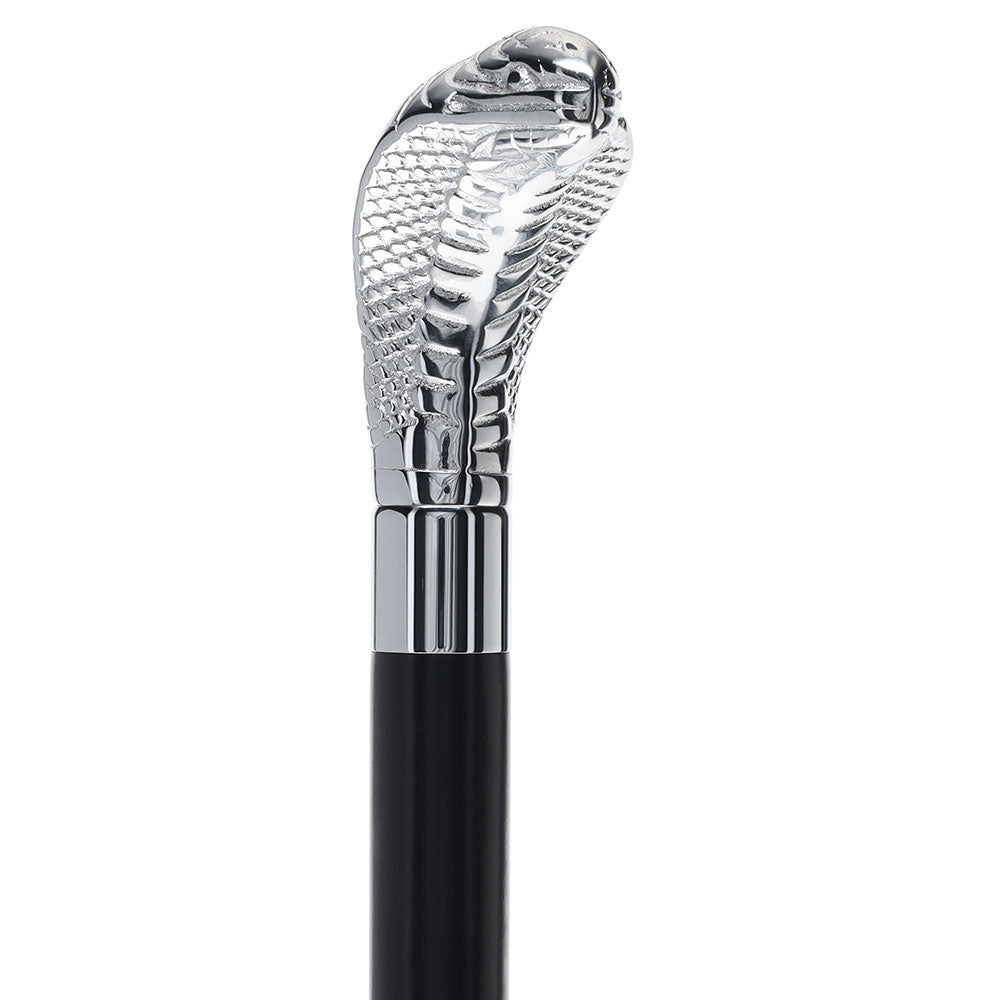 Snake Premium Chrome Brass Flask Cane: Wood Shaft Hidden Flask Flask Canes - Tophatter Daily Deals