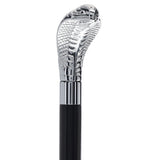 Snake Premium Chrome Brass Flask Cane: Wood Shaft Hidden Flask Flask Canes - Tophatter Daily Deals
