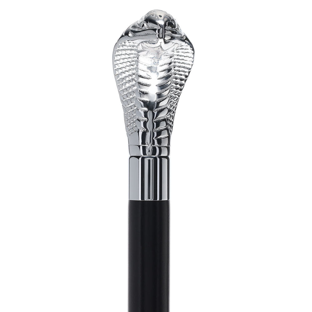 Snake Premium Chrome Brass Flask Cane: Wood Shaft Hidden Flask Flask Canes - Tophatter Daily Deals