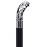 Snake Premium Chrome Brass Flask Cane: Wood Shaft Hidden Flask Flask Canes - Tophatter Daily Deals