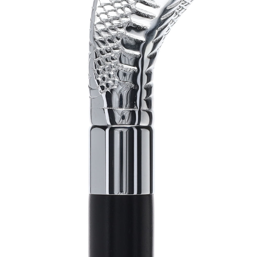 Snake Premium Chrome Brass Flask Cane: Wood Shaft Hidden Flask Flask Canes - Tophatter Daily Deals