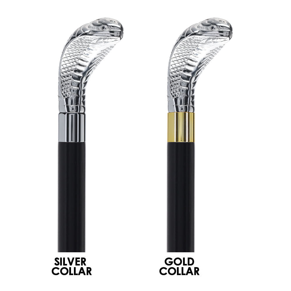 Snake Premium Chrome Brass Flask Cane: Wood Shaft Hidden Flask Flask Canes - Tophatter Daily Deals