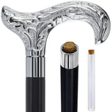 Derby Premium Chrome Brass Flask Cane: Wood Shaft Hidden Flask Flask Canes - Tophatter Daily Deals
