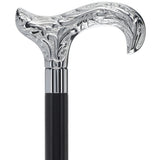 Derby Premium Chrome Brass Flask Cane: Wood Shaft Hidden Flask Flask Canes - Tophatter Daily Deals
