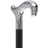 Derby Premium Chrome Brass Flask Cane: Wood Shaft Hidden Flask Flask Canes - Tophatter Daily Deals