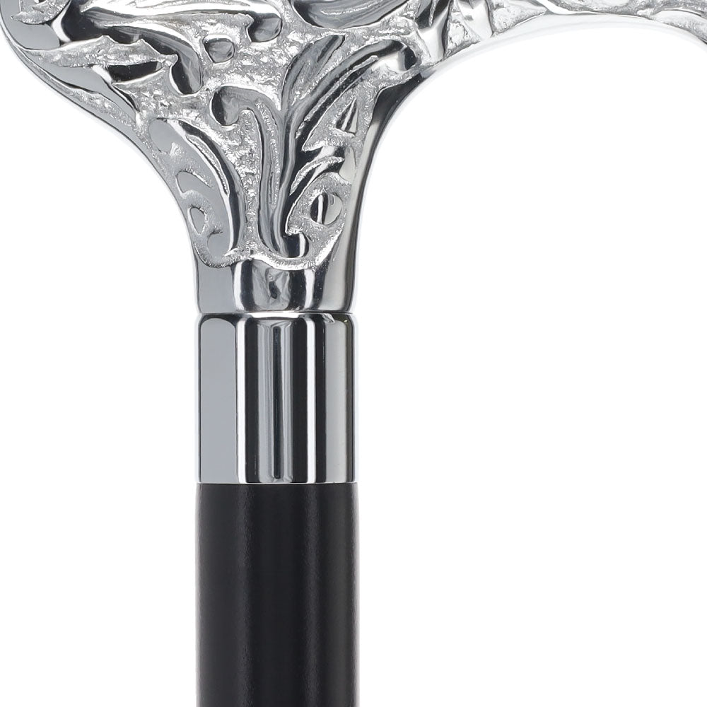 Derby Premium Chrome Brass Flask Cane: Wood Shaft Hidden Flask Flask Canes - Tophatter Daily Deals