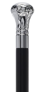 Knob Premium Chrome Brass Flask Cane: Wood Shaft Hidden Flask Flask Canes - Tophatter Daily Deals