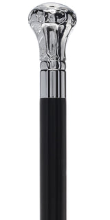 Knob Premium Chrome Brass Flask Cane: Wood Shaft Hidden Flask Flask Canes - Tophatter Daily Deals