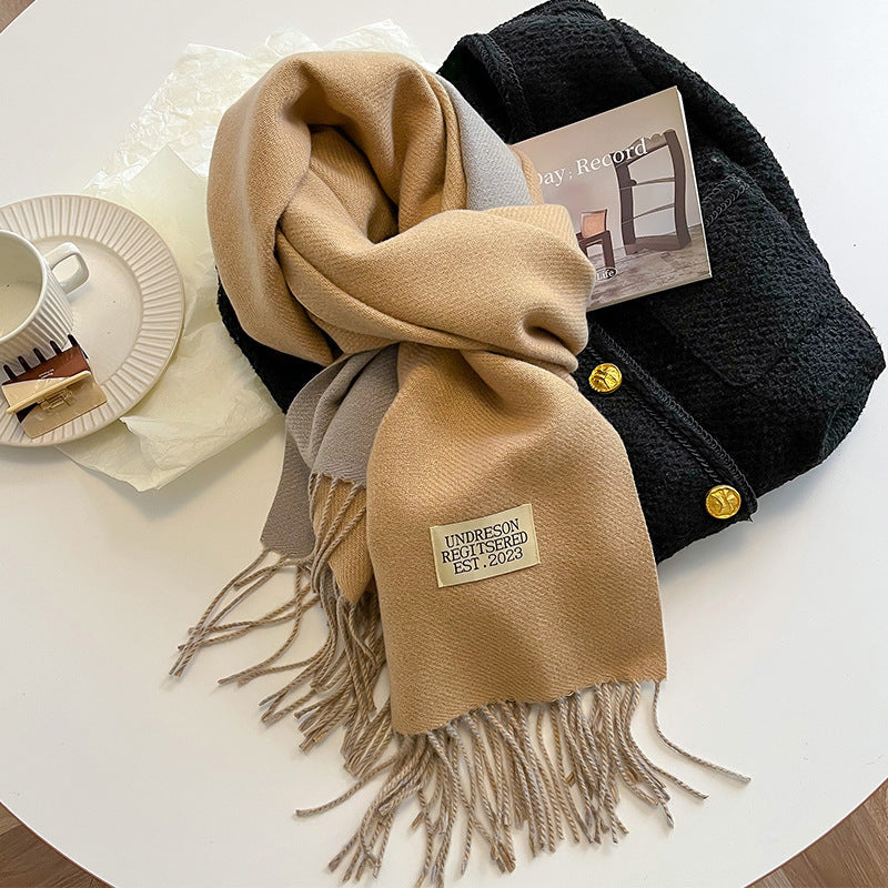 Warm Women Scarf - Reversible Fringed Cashmere Winter - Tophatter Daily Deals