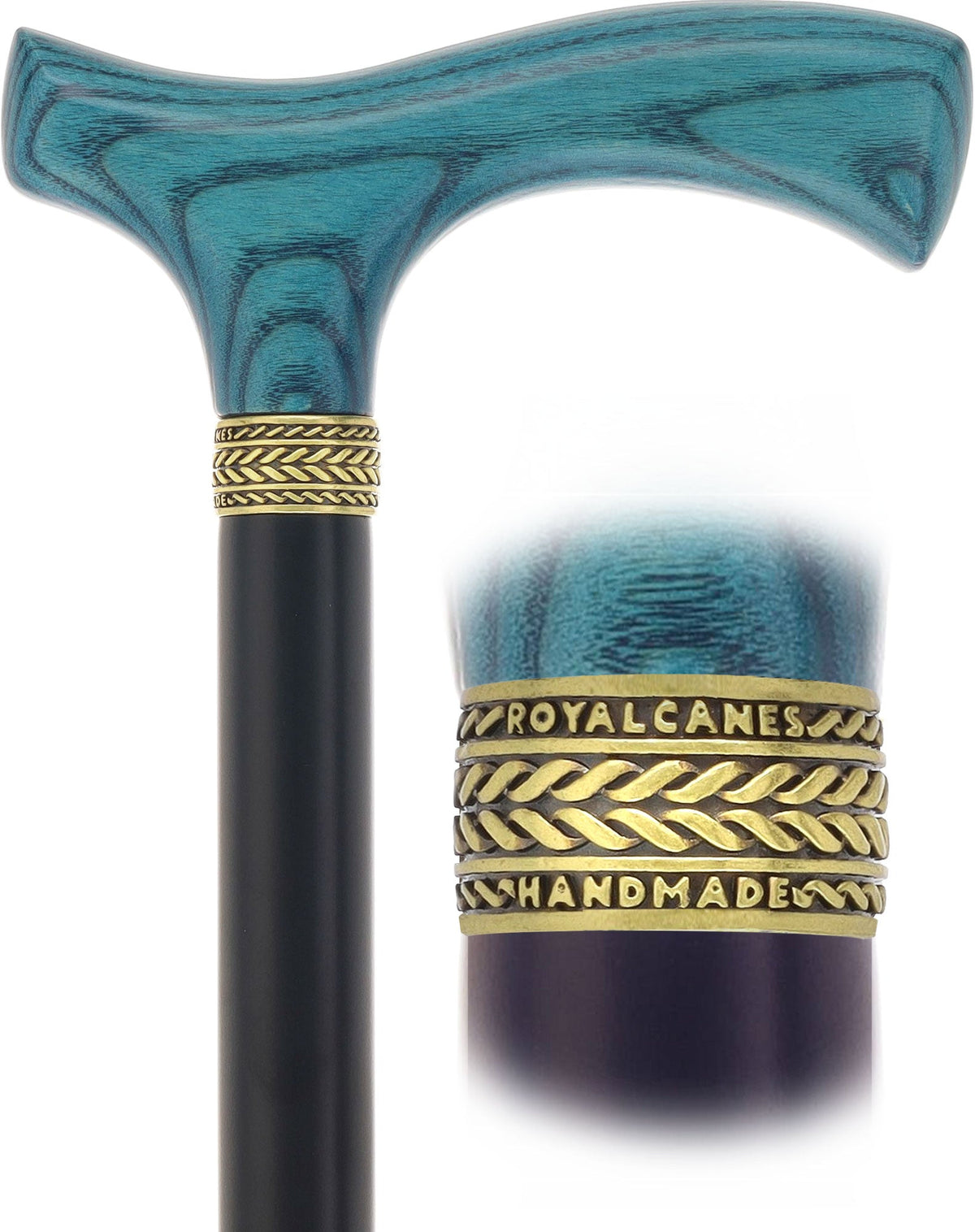 Royal Canes Classic Fritz: Wood-Stained, Pewter Collar (Standard & Slim Profiles) Fritz Handle Walking Canes - Tophatter Daily Deals