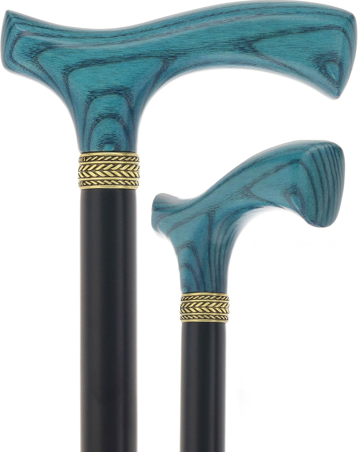Royal Canes Classic Fritz: Wood-Stained, Pewter Collar (Standard & Slim Profiles) Blue Denim Standard to Larger Hand Fritz Handle Walking Canes - Tophatter Daily Deals