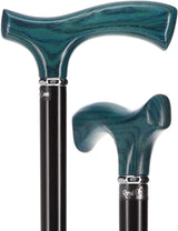 Stylish Blue Denim Fritz Cane, Sleek Black Beechwood Shaft Simple Collar Fritz Handle Walking Canes - Tophatter Daily Deals