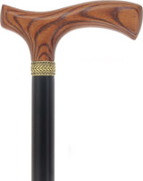 Premium Natural Ash Wood Fritz Cane, Espresso w/ Silver Collar Fritz Handle Walking Canes - Tophatter Daily Deals