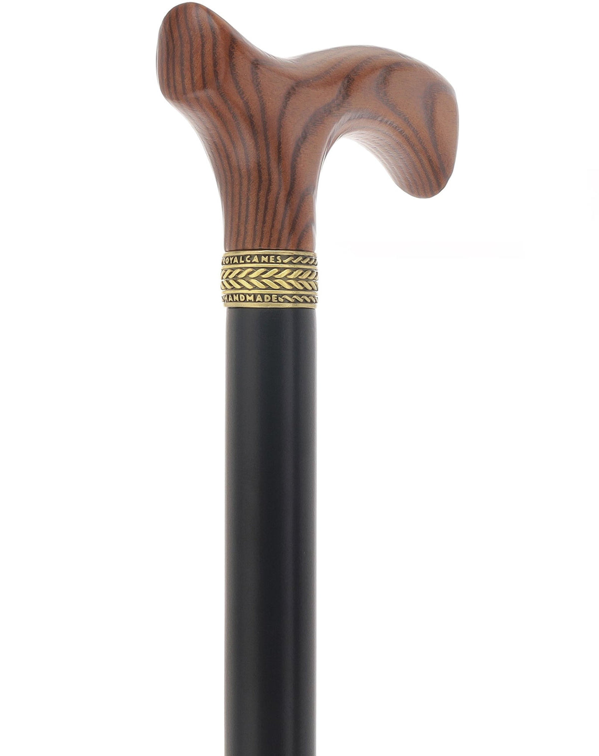 Royal Canes Classic Fritz: Wood-Stained, Pewter Collar (Standard & Slim Profiles) Fritz Handle Walking Canes - Tophatter Daily Deals