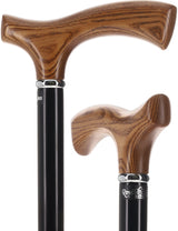 Premium Natural Ash Wood Fritz Cane, Espresso w/ Silver Collar Fritz Handle Walking Canes - Tophatter Daily Deals