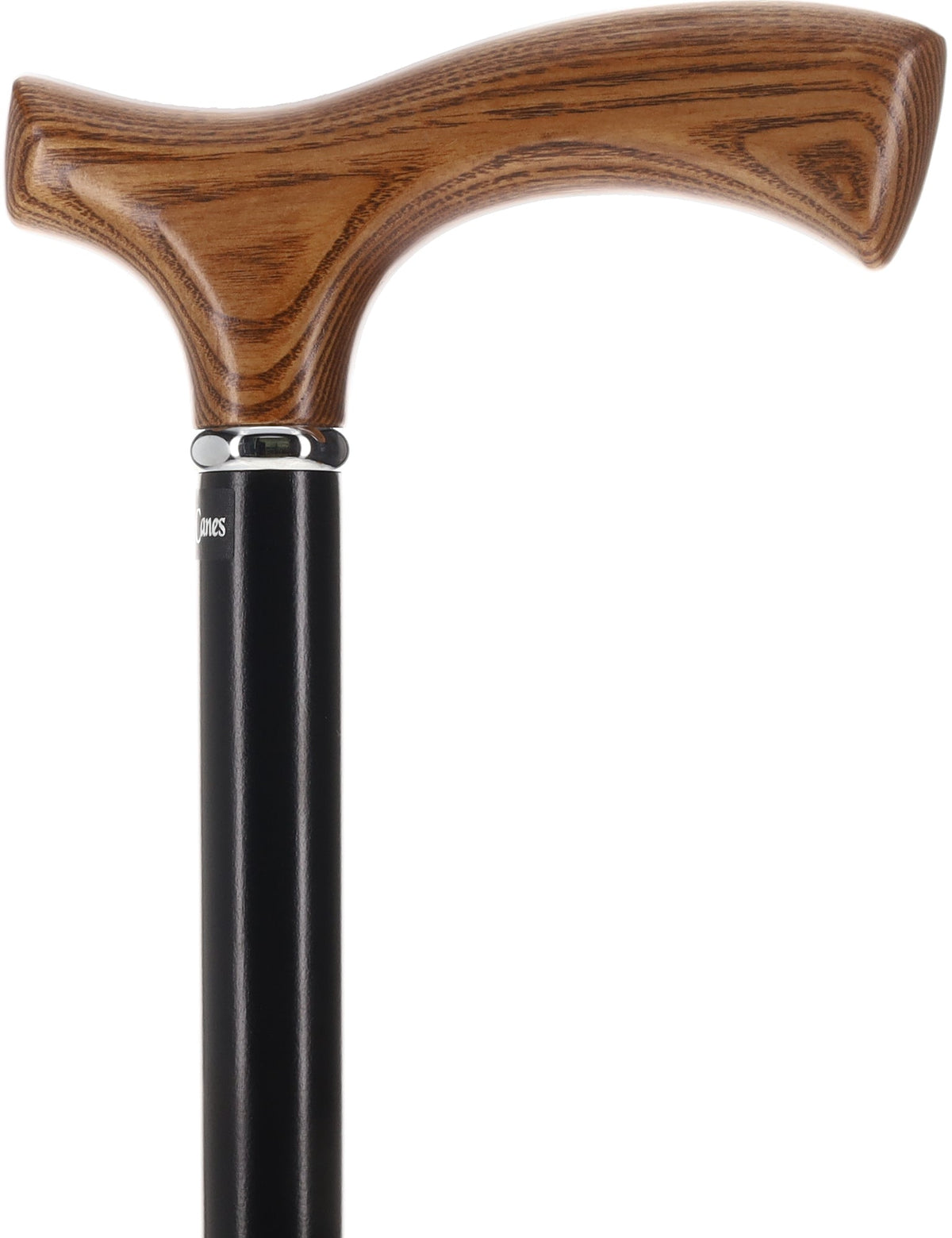 Premium Natural Ash Wood Fritz Cane, Espresso w/ Silver Collar Simple Collar Fritz Handle Walking Canes - Tophatter Daily Deals