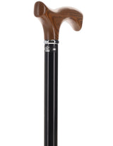 Premium Natural Ash Wood Fritz Cane, Espresso w/ Silver Collar Fritz Handle Walking Canes - Tophatter Daily Deals