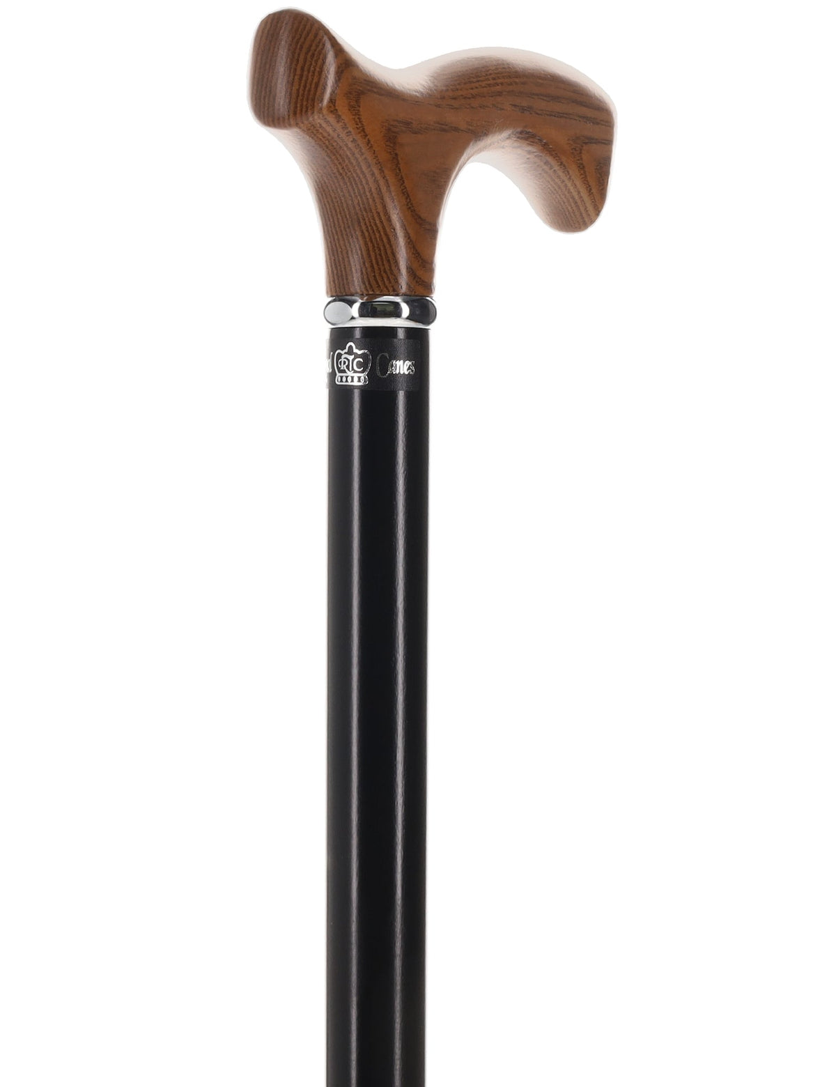 Premium Natural Ash Wood Fritz Cane, Espresso w/ Silver Collar Fritz Handle Walking Canes - Tophatter Daily Deals