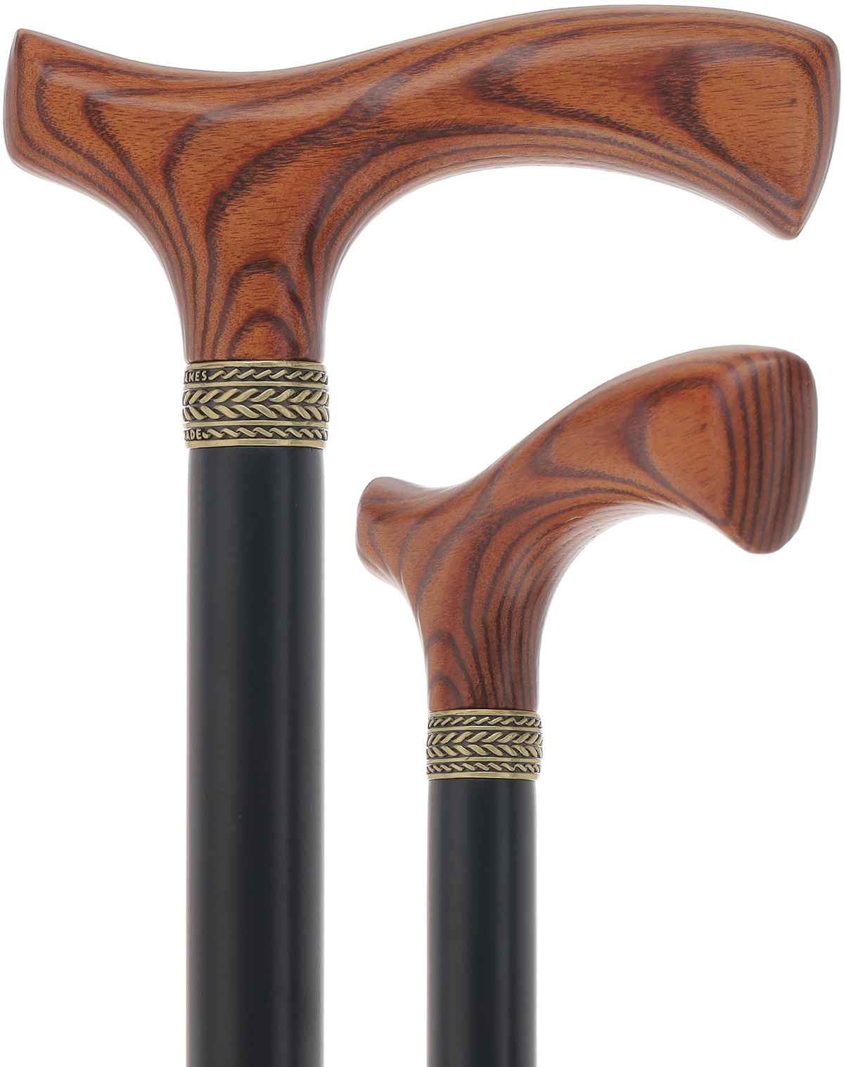 Royal Canes Classic Fritz: Wood-Stained, Pewter Collar (Standard & Slim Profiles) Brown Espresso Standard to Larger Hand Fritz Handle Walking Canes - Tophatter Daily Deals