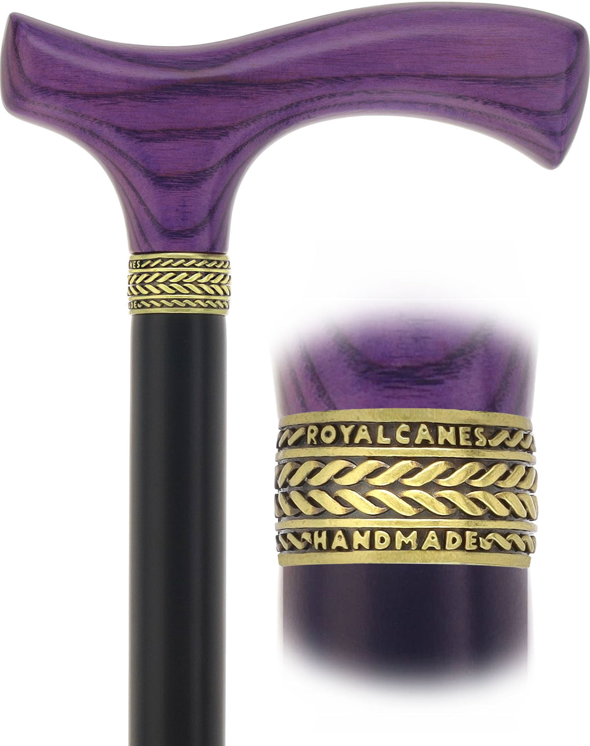Royal Canes Classic Fritz: Wood-Stained, Pewter Collar (Standard & Slim Profiles) Fritz Handle Walking Canes - Tophatter Daily Deals