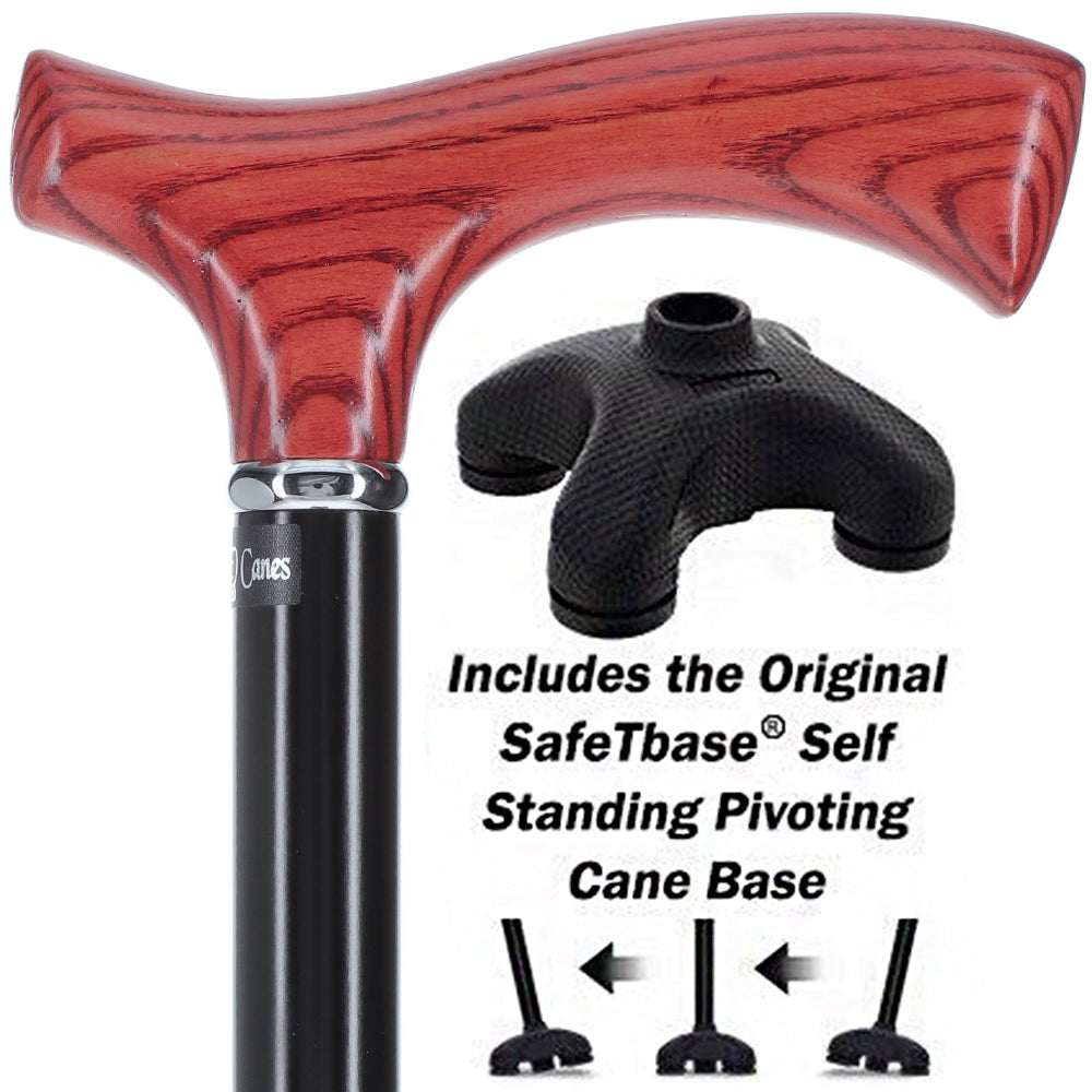 Genuine Mahogany Ash Fritz Cane - Extra Stability w/ SafeTbase Safetbase Canes - Tophatter Daily Deals