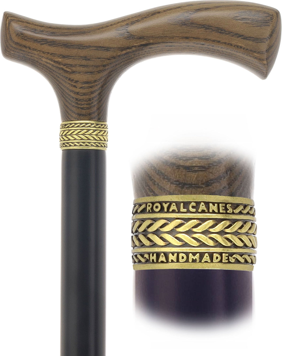 Fritz Comfort Handle - Standard Size (All Black, Pewter Collar) Fritz Handle Walking Canes - Tophatter Daily Deals