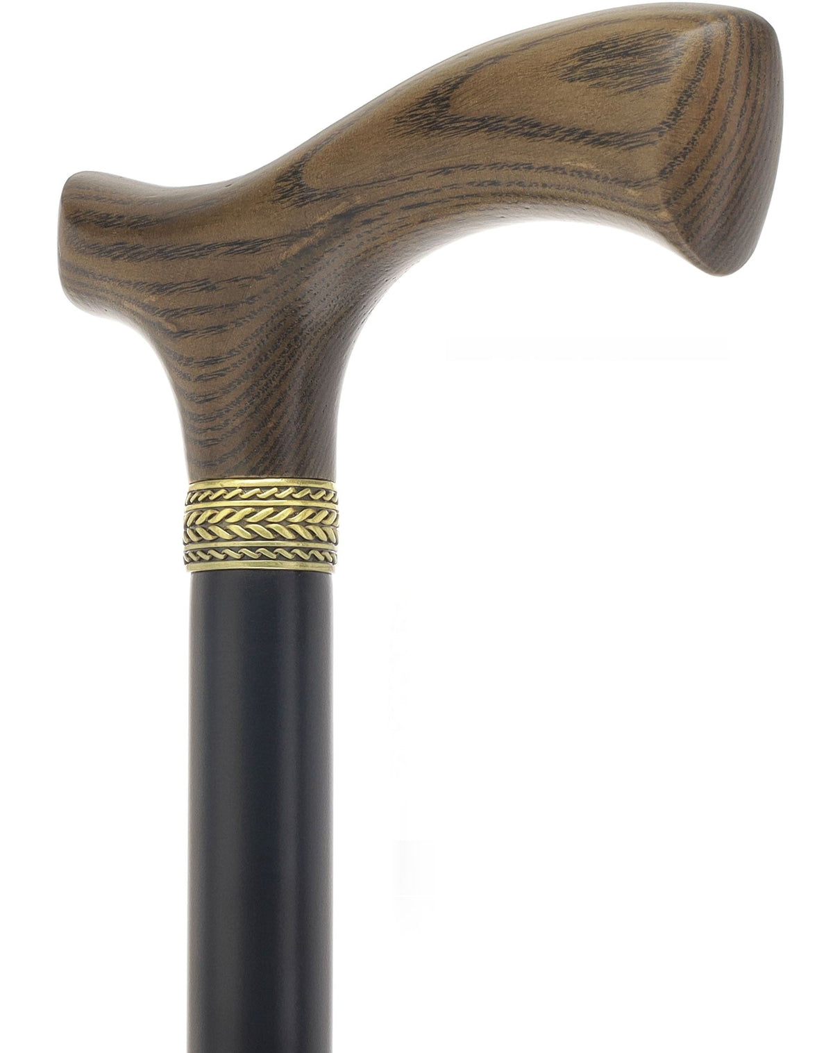 Royal Canes Classic Fritz: Wood-Stained, Pewter Collar (Standard & Slim Profiles) Fritz Handle Walking Canes - Tophatter Daily Deals