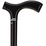 Sleek Black Fritz Walking Cane, Beechwood w/ Silver Collar Fritz Handle Walking Canes - Tophatter Daily Deals