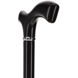 Sleek Black Fritz Walking Cane, Beechwood w/ Silver Collar Fritz Handle Walking Canes - Tophatter Daily Deals