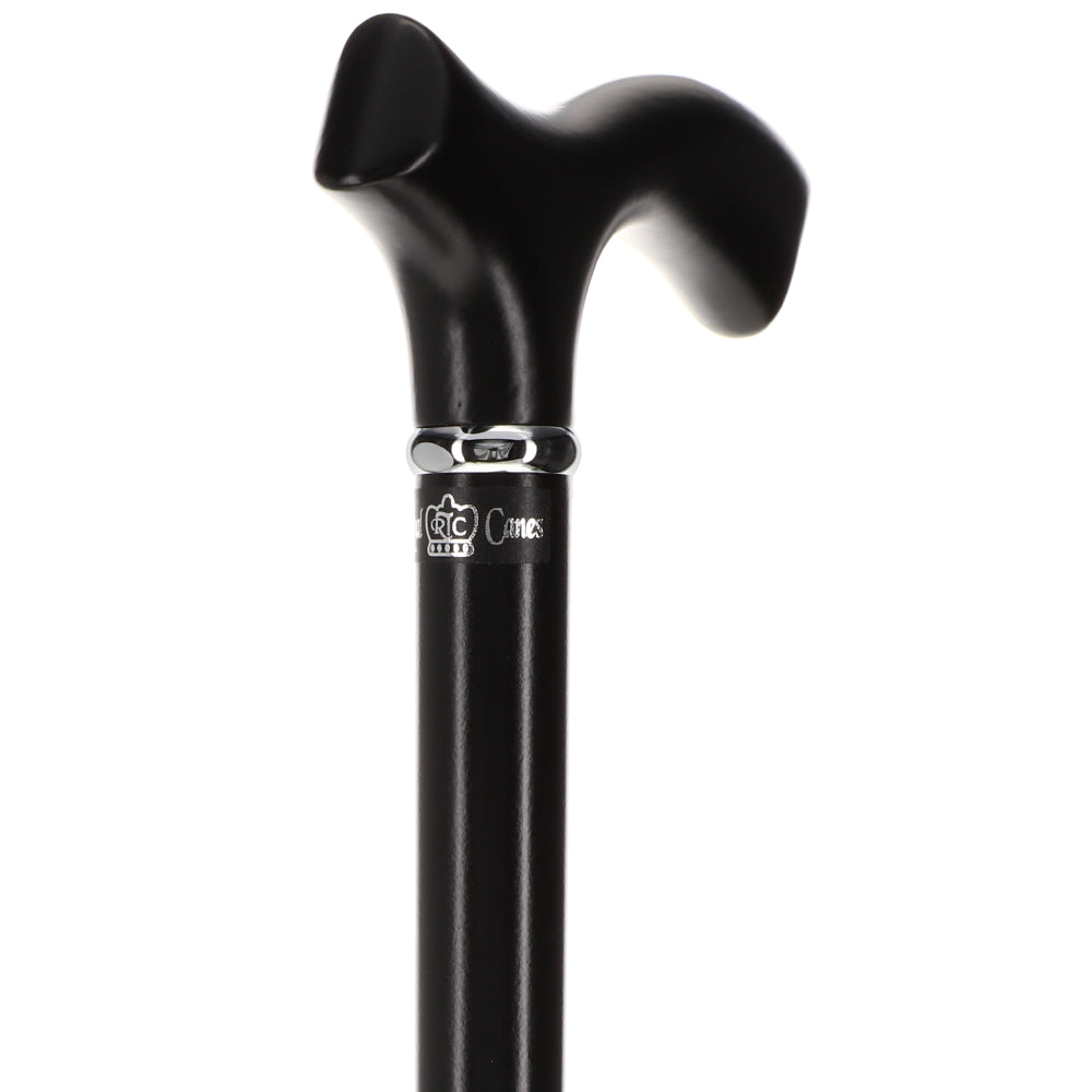 Sleek Black Fritz Walking Cane, Beechwood w/ Silver Collar Fritz Handle Walking Canes - Tophatter Daily Deals