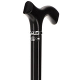 Sleek Black Fritz Walking Cane, Beechwood w/ Silver Collar Fritz Handle Walking Canes - Tophatter Daily Deals