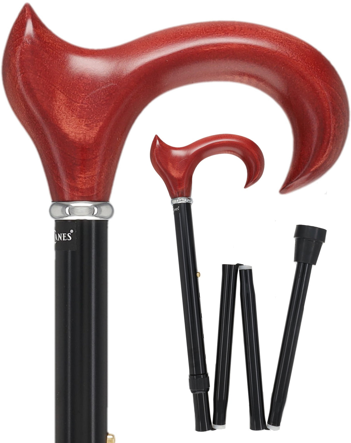 Mahogany Maple Ergonomic Cane: Folding Adjustable Black Left Folding Canes - Tophatter Daily Deals