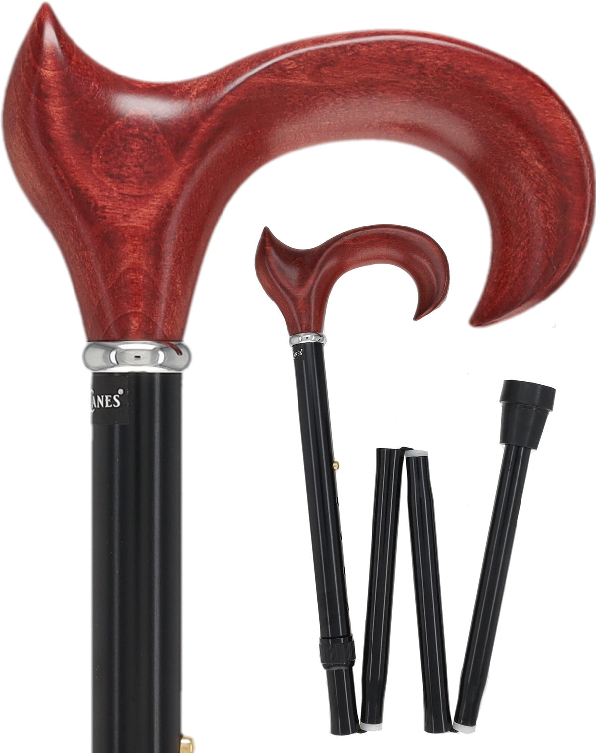 Mahogany Maple Ergonomic Cane: Folding Adjustable Black Right Folding Canes - Tophatter Daily Deals