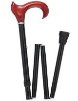 Mahogany Maple Ergonomic Cane: Folding Adjustable Black Folding Canes - Tophatter Daily Deals