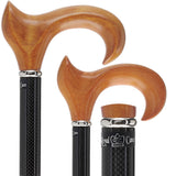 Cherry Maple Ergonomic Cane: Carbon Fiber Shaft, Silver Collar Superlite Carbon Fiber Walking Canes - Tophatter Daily Deals