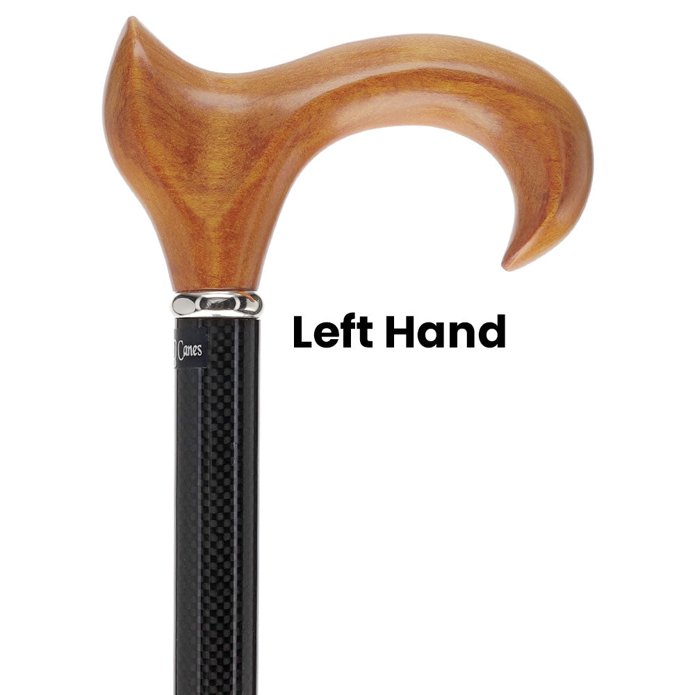 Cherry Maple Ergonomic Cane: Carbon Fiber Shaft, Silver Collar Superlite Carbon Fiber Walking Canes - Tophatter Daily Deals