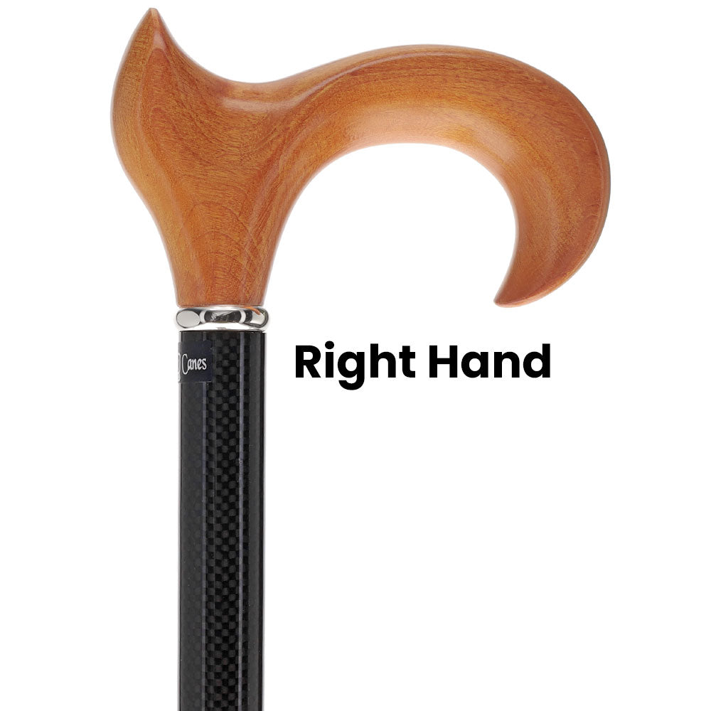 Cherry Maple Ergonomic Cane: Carbon Fiber Shaft, Silver Collar Superlite Carbon Fiber Walking Canes - Tophatter Daily Deals