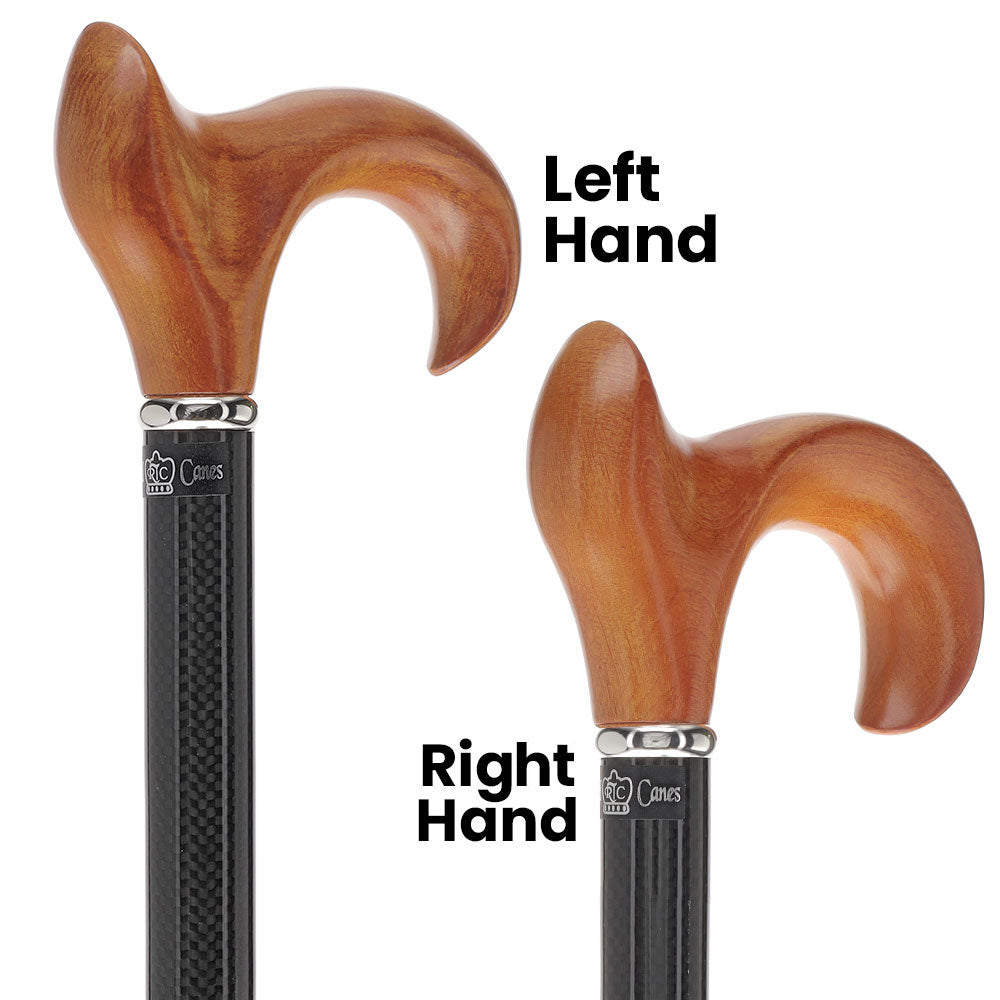 Cherry Maple Ergonomic Cane: Carbon Fiber Shaft, Silver Collar Superlite Carbon Fiber Walking Canes - Tophatter Daily Deals