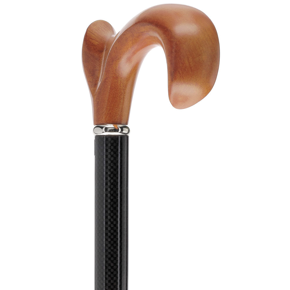 Cherry Maple Ergonomic Cane: Carbon Fiber Shaft, Silver Collar Superlite Carbon Fiber Walking Canes - Tophatter Daily Deals