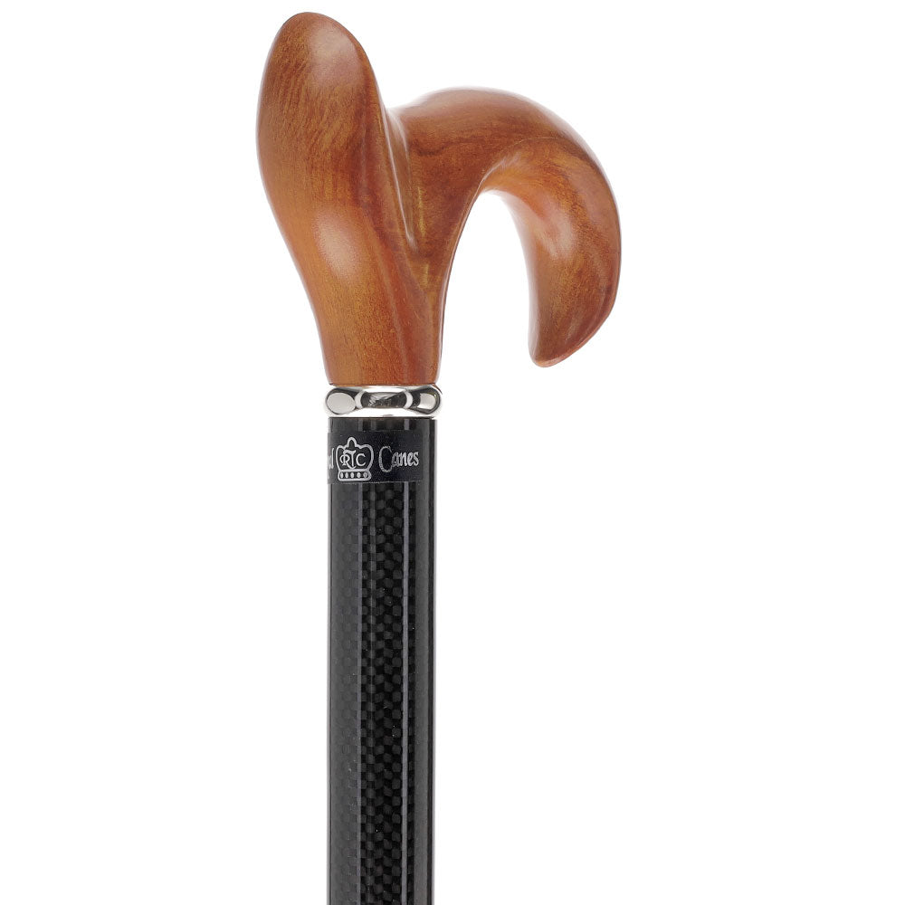 Cherry Maple Ergonomic Cane: Carbon Fiber Shaft, Silver Collar Superlite Carbon Fiber Walking Canes - Tophatter Daily Deals