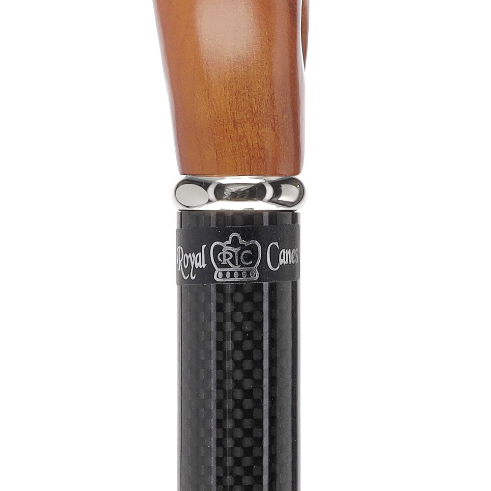 Cherry Maple Ergonomic Cane: Carbon Fiber Shaft, Silver Collar Superlite Carbon Fiber Walking Canes - Tophatter Daily Deals