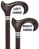 Luxury Cocobolo & Ebony Cane: Ergonomic, Pewter Rose Collar Anatomically Correct - Tophatter Daily Deals