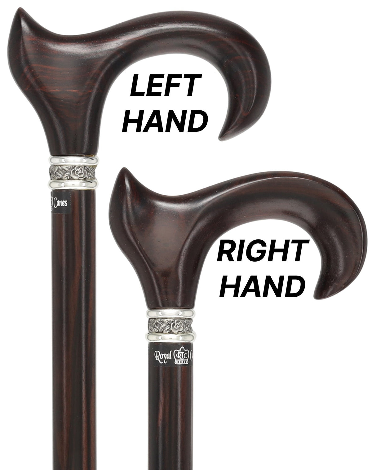 Luxury Cocobolo & Ebony Cane: Ergonomic, Pewter Rose Collar Anatomically Correct - Tophatter Daily Deals