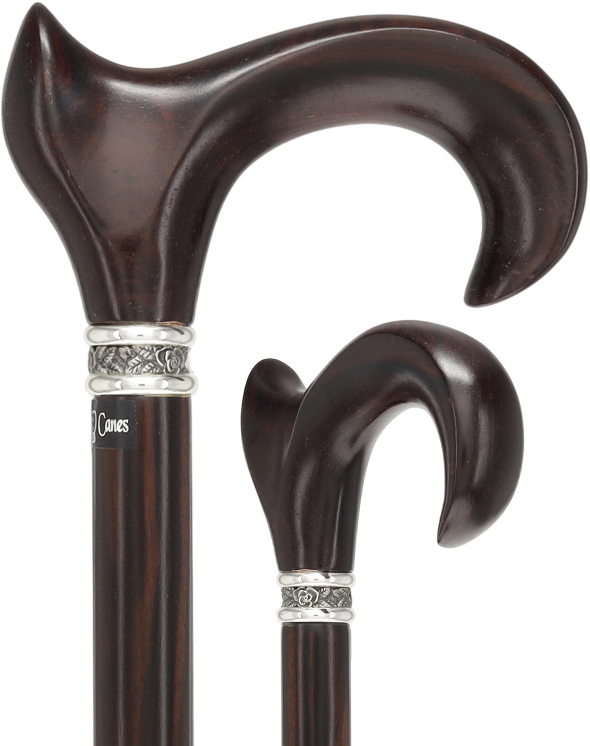 Luxury Cocobolo & Ebony Cane: Ergonomic, Pewter Rose Collar Right Anatomically Correct - Tophatter Daily Deals