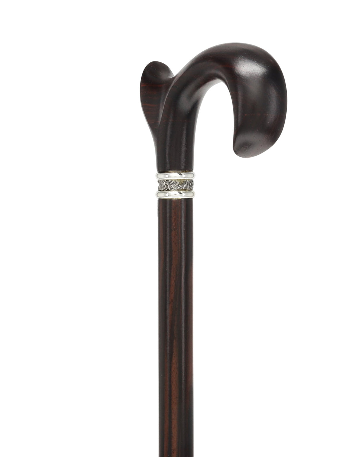 Luxury Cocobolo & Ebony Cane: Ergonomic, Pewter Rose Collar Anatomically Correct - Tophatter Daily Deals